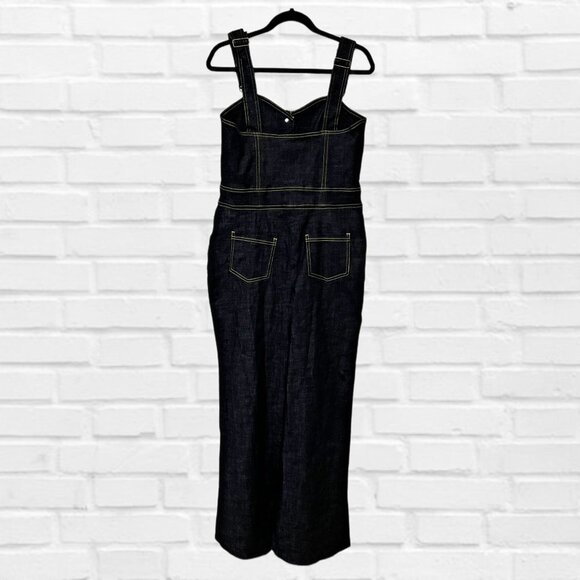Unique Vintage Western Denim Overalls Baggy Wide Leg Pants Stretchy Button Up - Picture 6 of 13